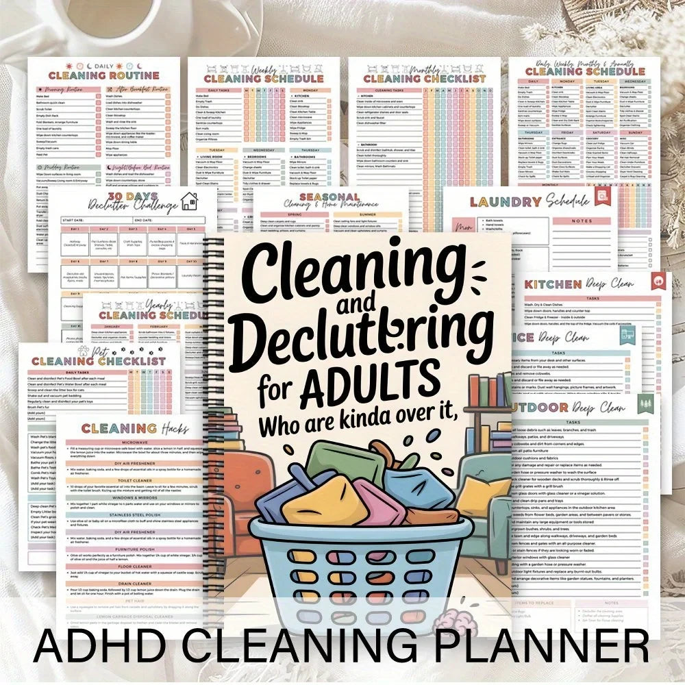 ADHD Cleaning Planner – Spiral Daily Checklist