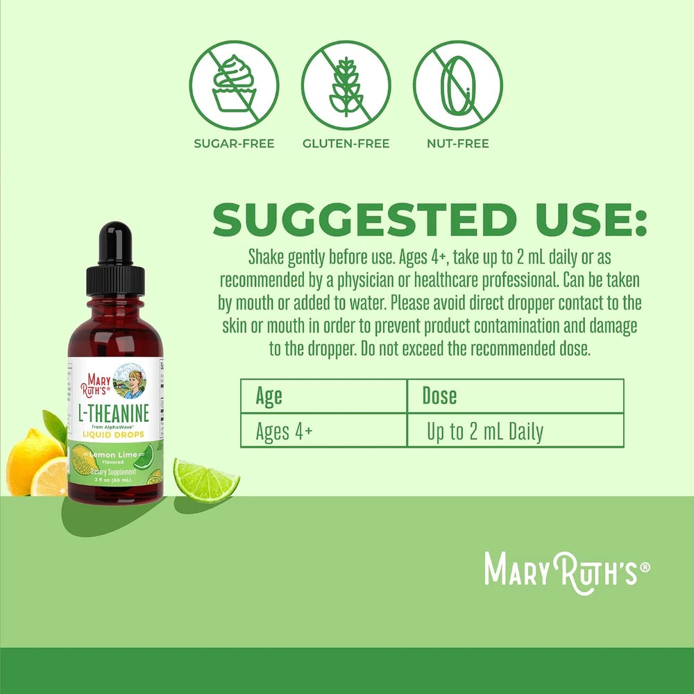 MaryRuth L Theanine Liquid Drops for Morning Focus