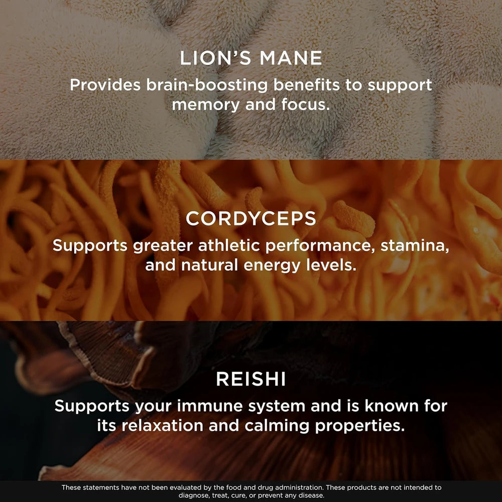 Organic Mushroom Complex Capsules for Mental Clarity and Energy