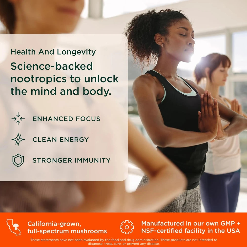Organic Mushroom Complex Capsules for Mental Clarity and Energy