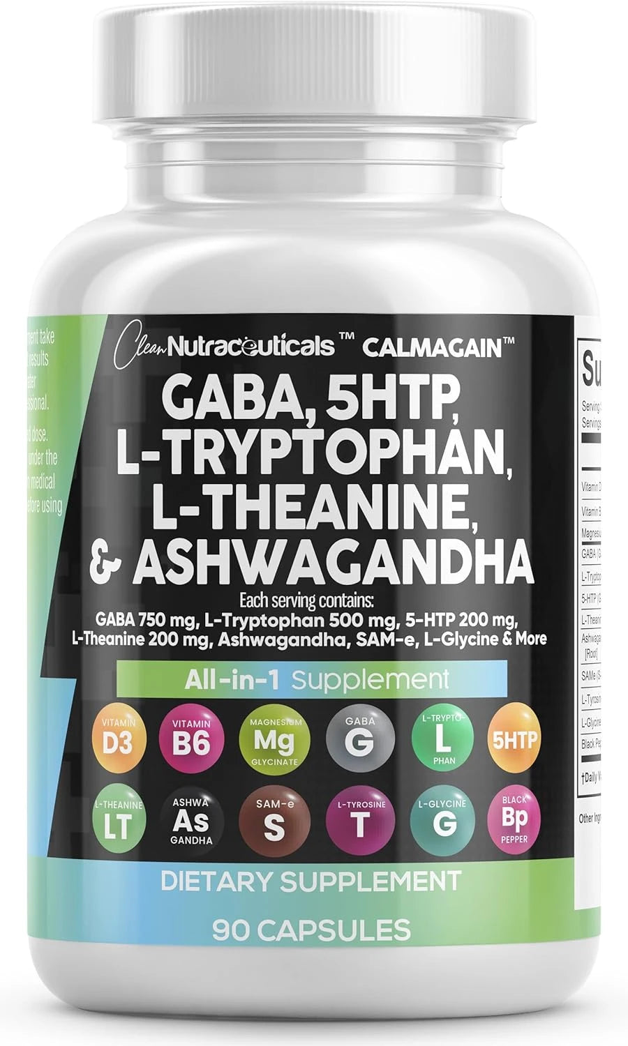Clean Nutraceuticals GABA and Ashwagandha Supplement for Nighttime Relaxation