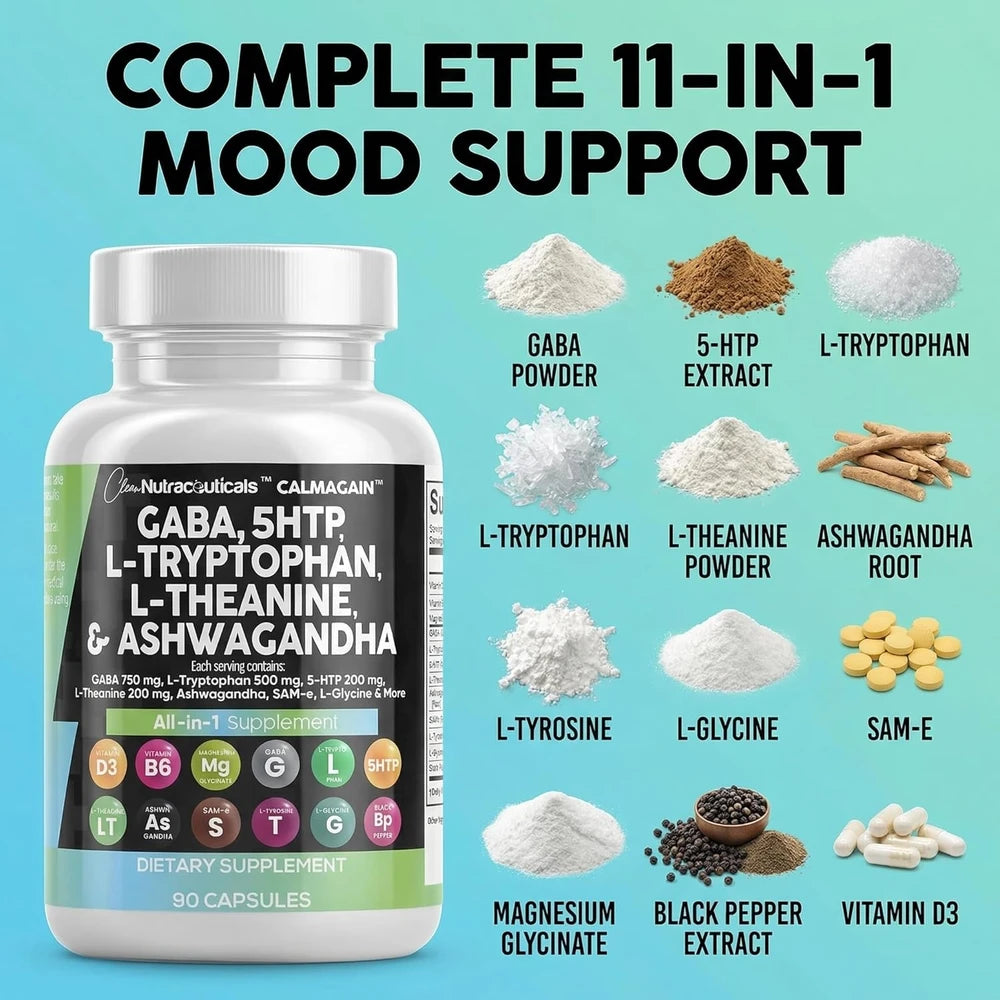 Clean Nutraceuticals GABA and Ashwagandha Supplement for Nighttime Relaxation