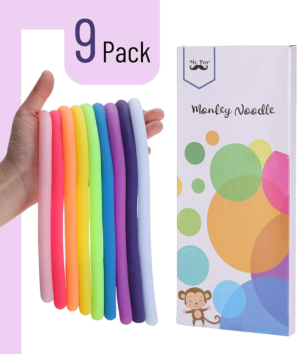 Monkey Noodle Stretchy ADHD Fidgets – 9 Pack